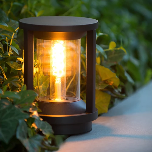 Lucide CADIX - Borne extérieur - Ø 16 cm - 1xE27 - IP65 - Noir - ambiance 1